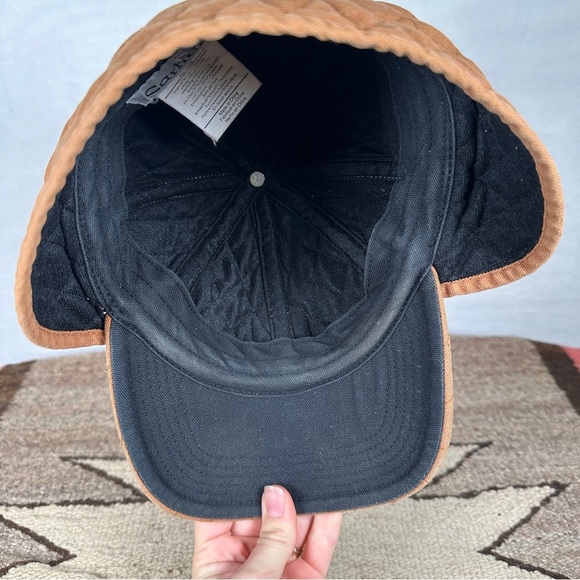 Carhartt Brown Quilted Cap vintage tan winter insulated ball baseball hat - Picture 3 of 12